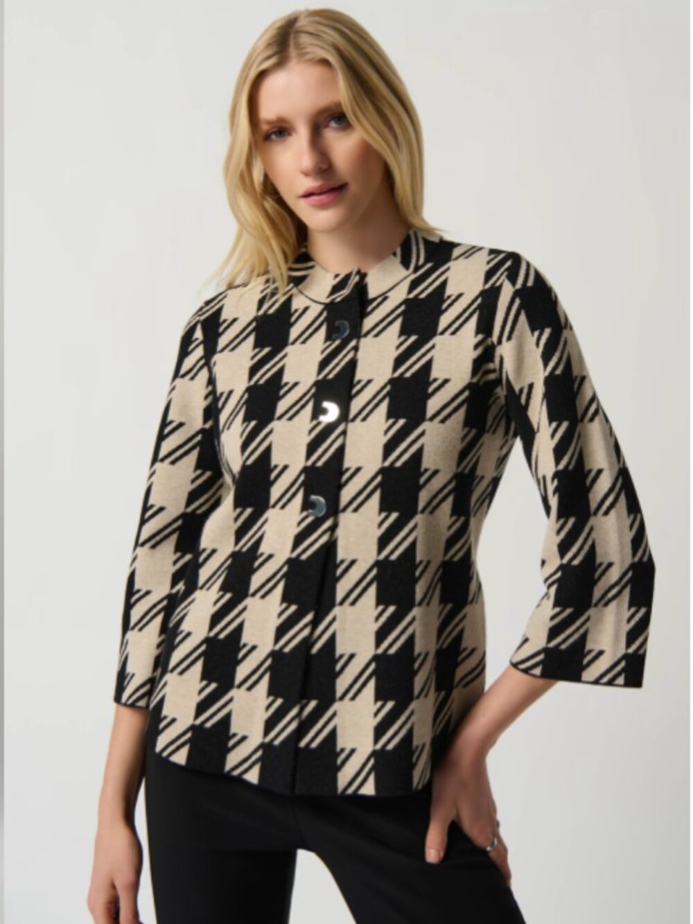 Joseph Ribkoff Houndstooth Motif Knit Cardigan X-Large XL